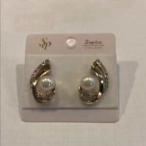 Gold and Pearl Swirl Earrings